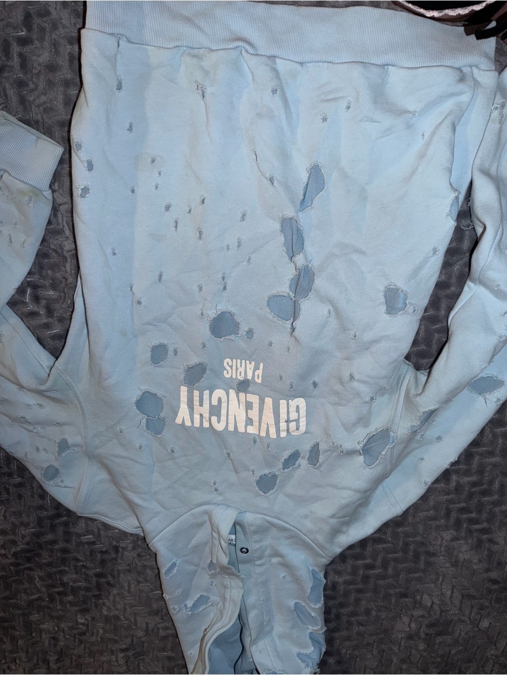 Givenchy Light Blue Pullover Hoodie with Logo Tag